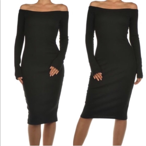 Brand New 🔥Black Off Shoulder Bodycon Dress 👗 - Picture 4 of 6